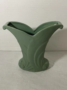 Vintage Abingdon Art Deco Vase USA Pottery #512 Ceramic Flower Dark Green - Picture 1 of 24