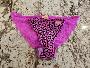 True Vintage Victoria's Secret PINK Low Rise Lace Back String Bikini Panty MED - Picture 1 of 3