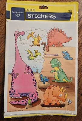 Vintage 1984 Ambassador Stickers Dinosaurs Hallmark Cartoon - Image 1 of 4