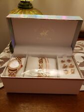 7 pcs.Beverly Hills Polo Club Rose Gold Tone Ladies Watch Bracelet & Earring Set