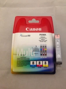 4 Genuine Canon CLI8 Inks, Cli-8BK, Cli-8C, Cli-8M, Cli-8Y, Original Canon cli 8 - Picture 1 of 1