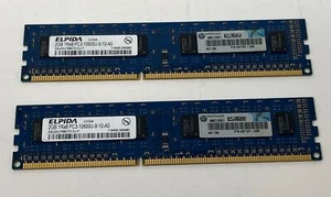 Elpida 4GB (2x2GB) 1Rx8 PC3-10600U-9-10-A0 EBJ20UF8BCF0-DJ-F Memory Ram - Picture 1 of 3
