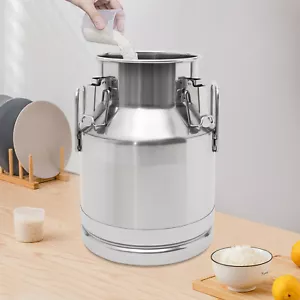 10 Liter Stainless Steel Milk Storage Can Milk Jug Transport Sealed Bucket Round - Picture 1 of 16