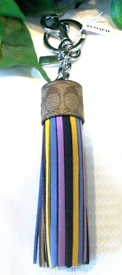 Llavero Coach 5102 Cuero Firma Borla Bloques de Color Llavero Dije Nuevo con Etiquetas Foto 1 de 4