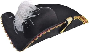 Pirate Captain's Deluxe Hat Caribbean Fancy Dress Up Halloween Costume Accessory - Picture 1 of 1