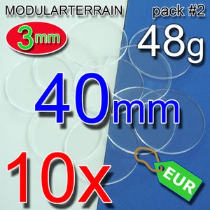 10x 40mm ROUND BASE 3mm CLEAR ACRYLIC REDONDA METACRILATO TRANSPARENT SOCLE ROND - Imagen 1 de 3