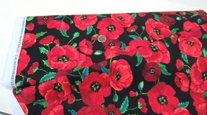 Timeless Treasures quilt-craft fabric POPPY BOUQUET black 2 yds (cd-3223) Dreams - Picture 1 of 1