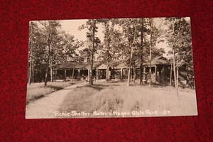 Picknickschutz, Walter J. Hayes State Park, Michigan Postkarte - echtes Foto RPPC - Bild 1 von 2