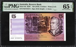 Australia 5 Dollars P44c R207 1979 Knight Stone PMG65 Gem UNC EPQ Banknote FIVE