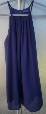 Mini Vestido Túnica Soprano Azul Marino Estilo Halter Talla M Foto 1 de 4