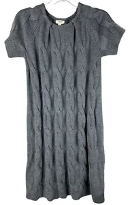 Lands End Womens Sweater Dress Cable Knit Crew Neck Gray Sz L Minimalist - Picture 1 of 7
