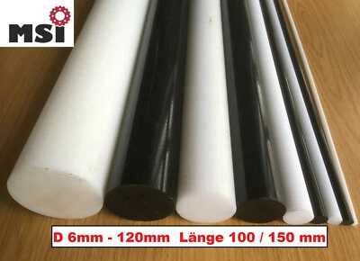 POM Rundstab Länge 100/150mm !!!!  D6-120mm schwarz natur weiß POM C Rund Stab - Bild 1 von 4