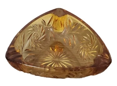 Vidrio ámbar depresión avellana Atlas molinete plato de caramelo tocador joyero cuenco de colección Foto 1 de 4