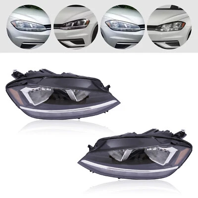 1 Pair For Volkswagen Golf Headlamp Assembly Halogen Headlight Sets 2018-2020 US - Image 1 of 4