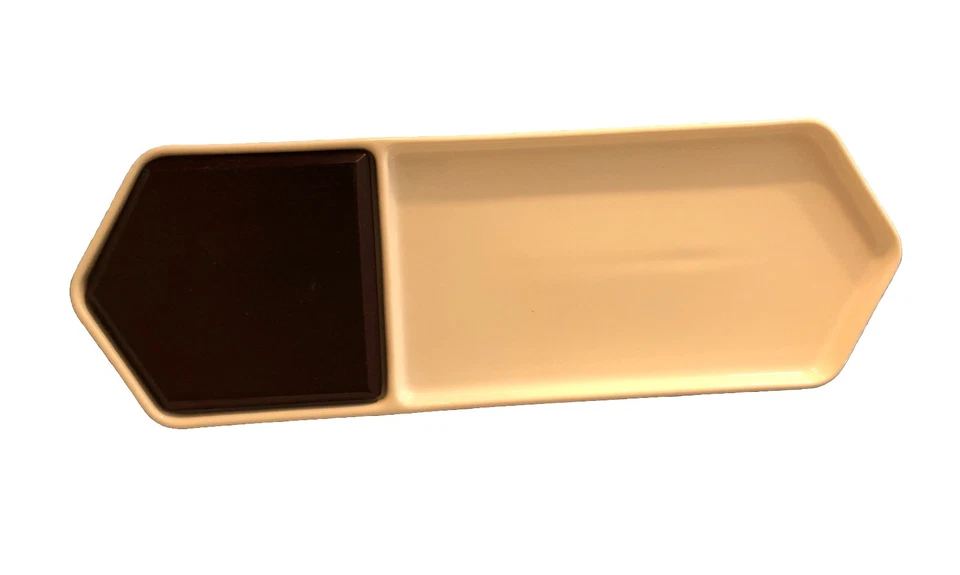 Libbey Urban Story 2-Piece Charcuterie Tray Brown Wood Insert White Ceramic 5x15 - Image 1 of 4