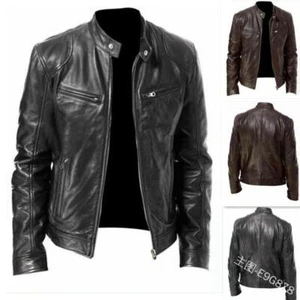 Cafe Racer Biker Lederjacke schwarz & braun weiches Lammfell Leder - Bild 1 von 16