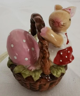 Villeroy & Boch Bunny Family Easter Bunny Girl in Basket Red Dress Ornament   - Image 1 of 4