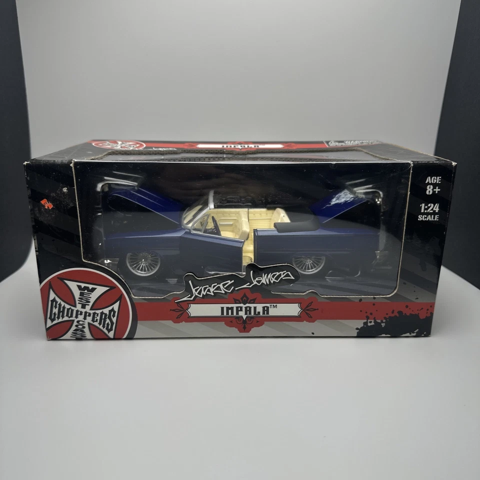 NEW Blue 2005 West Coast Choppers Jesse James Impala 1:24 Scale Diecast Car New - Image 1 of 4