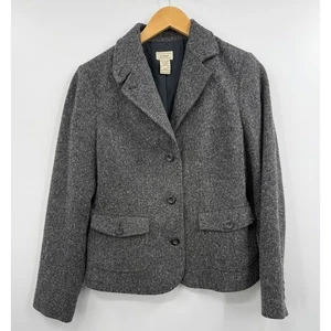 LL Bean Damen Tweed Fischgrät Blazer Sakko Gr. S grau Wollmischung - Bild 1 von 10