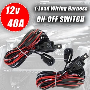 12V 40A Wiring Harness kit Fuse ON OFF Switch Relay For LED Fog Work Light Bar - Imagen 1 de 12