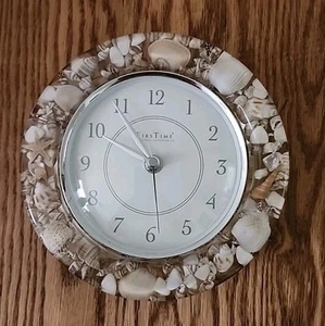 EUC Seashell Clock Beach Ocean Cottage First Time Wall Clock 8" WORKS! - Picture 1 of 10
