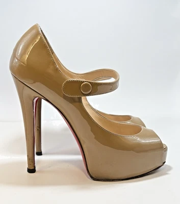 Zapatos de salón Christian Louboutin charol Alta Iowa 120 beige/desnudo talla EU 36,5 6,5 Foto 1 de 4