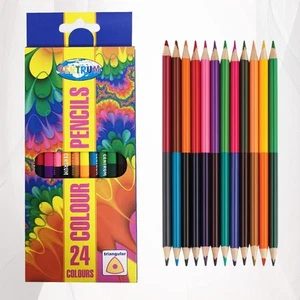 24 Colours, 12 Pencils Double Sided, Presharpened Triangular Shape Art Sketching - Picture 1 of 7