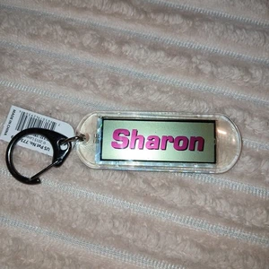 Acrylic Blinking Solar Powered Keychain 4.25” Long w/Snap Keyring, SHARON  - Picture 1 of 6