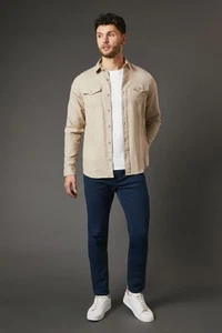 Burton Mens Jeans Navy Denim Regular Fit Stylish Casual Slash Pockets - Picture 1 of 5