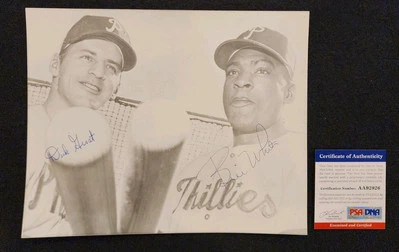 Dick Groat/Bill White Signed 8x10 Photo Phillies Autograph PSA/DNA COA - Image 1 of 4