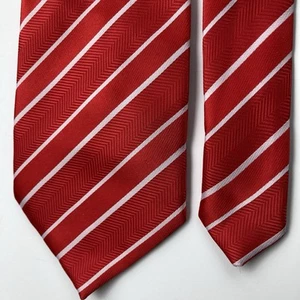 "Corbata de seda Armani Jacquard para hombre rayas regimiento naranja blanco 3,5x59"" de colección usada en excelente estado" - Imagen 1 de 7