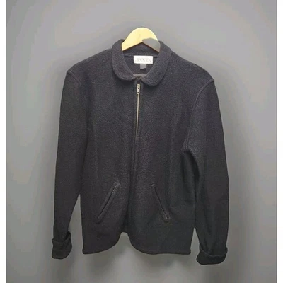 Chaqueta Suéter Casual Corner Annex 100% Lana Talla Grande Negra Bolsillos con Cremallera Completa Foto 1 de 4