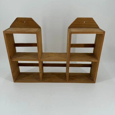 Vintage Wall-Mount Wooden Cubby Shelf Display Rack Rustic Home Decor - Image 1 of 4