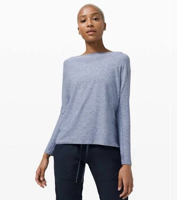 Lululemon Women's Back In Action Long Sleeve Shirt Heathered Water Drop Size 8  - Image 1 of 4