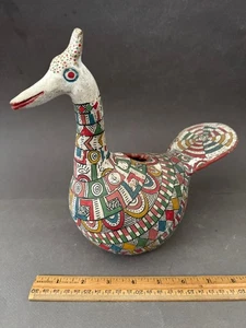 ALEBRIJE ARTE POPULAR MEXICANO ARCILLA CERÁMICA MACETA SEMILLAS PÁJARO PATO PAVO REAL ESCULTURA - Imagen 1 de 10