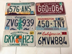 Lot Of 6 License Plates Arizona Oregon Washington California Florida - Picture 1 of 3