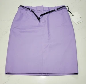 Calvin Klein Women's Purple Belted Pencil Skirt 6P NEW Cotton Style #T52SB175 - Picture 1 of 8