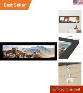 Cornice portafoto nera versatile 8x24 per montaggio a parete verticale o orizzontale - Foto 1 di 10