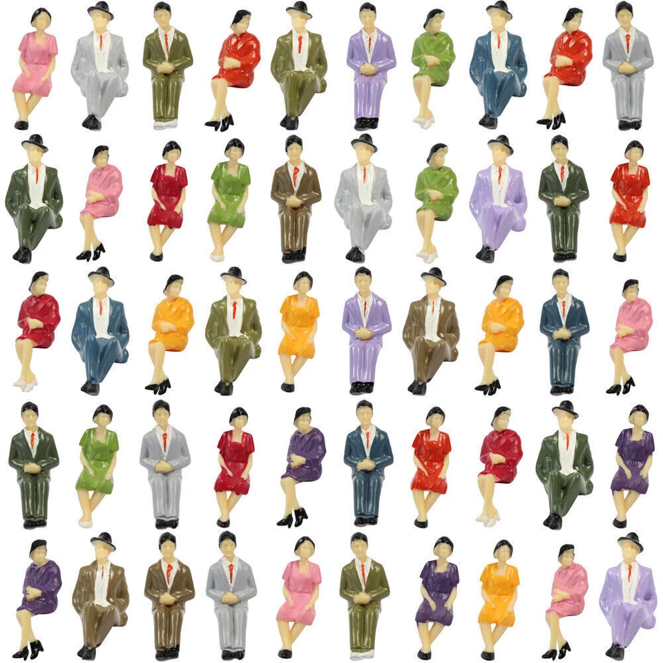 96 Stk. 1:32 Spur 1 Verschiedene Sitzende Figuren Modellfiguren Menschen Bemalt - Bild 1 von 4