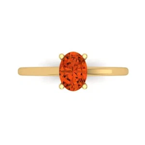 1ct Oval Cut Red Stone Wedding Bridal Promise engagement Ring 14k Yellow Gold - Picture 1 of 11