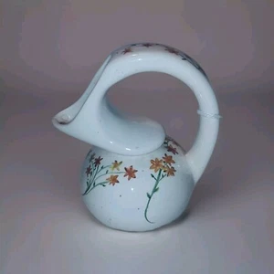 Vintage Mid-Century Modern Beige With Flowers Ceramic Creamer 6" Tall Stamp DYD - Picture 1 of 7