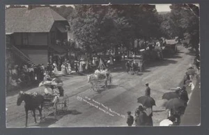 Postcard RPPC Old Home Week Rushford NY, #503 Parade on Street, 1908 p/m #185 - Imagen 1 de 2