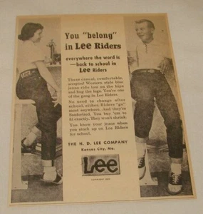 1954 LEE RIDERS blue jeans ad ~ You Belong - Picture 1 of 1