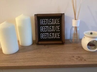 Beetle Juice sign Halloween decoration handmade wood sign wall hanging new - Image 1 of 3