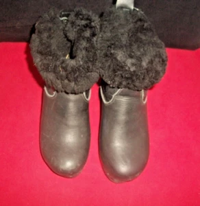 No. 6 Store Sven Clogs Black Leather Shearling Lined Pull-On Clog Boots 6M $410 - Picture 1 of 10