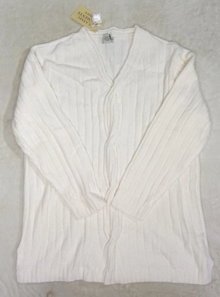 Suéter Mujer Elementos Clásicos Nuevo con Etiquetas 20/22W Crema Brillante Manga Larga Cuello en V Foto 1 de 4