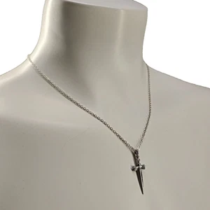 Dagger Pendant Necklace Brass Plated 18.5-20.5" Chain Fashion Jewelry - Picture 1 of 6