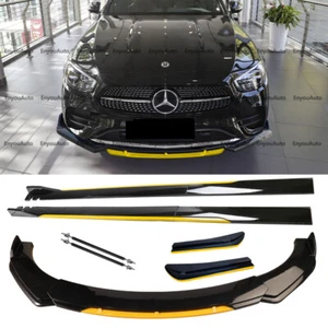 For Mercedes-Benz E200 E300 E450 Front Bumper Lip 86" Side Skirt Black Yellow - Picture 1 of 15