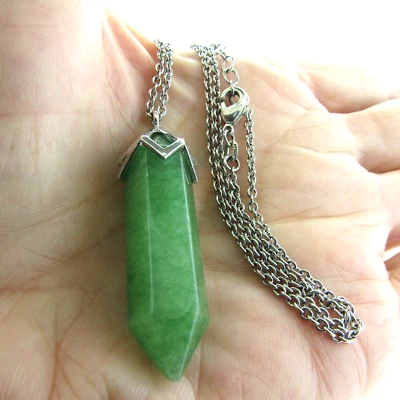 Colar pingente de cura de chakra hexágono ágata verde 1,75*16 a 18 polegadas - Imagem 1 de 4
