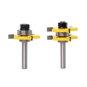 2Pcs Tongue and Groove Router Bits 1/4 Shank 3T T-Shape Wood Milling Cutter - Picture 1 of 10